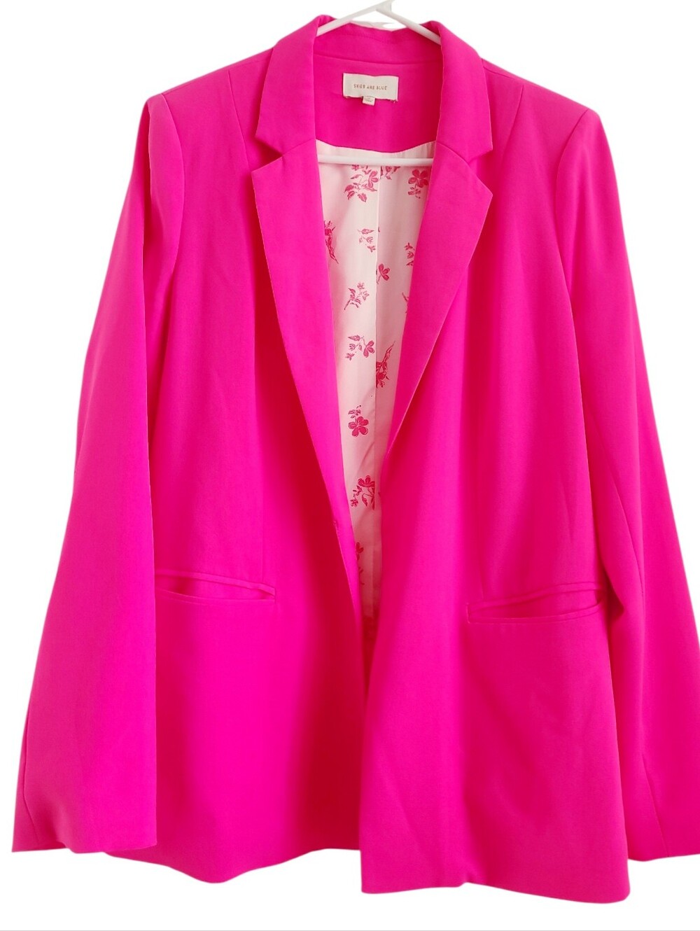 Skies Are Blue Hot Pink Open-Front Blazer, Medium
